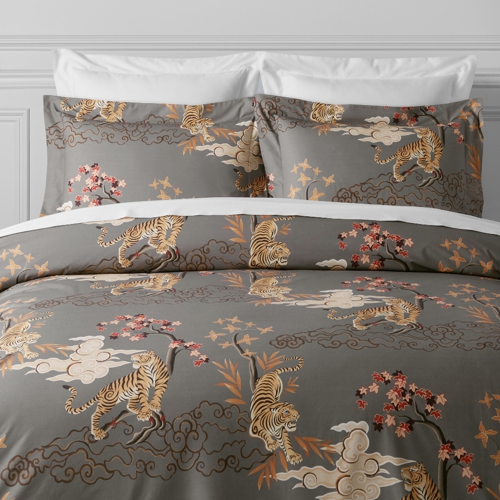 William Sonoma Kalden Tiger Printed Duvet Cover Set And Pillow Shams